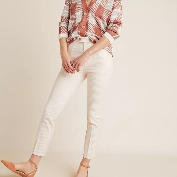 Anthropologie Pants - Anthropologie The Essential Slim Striped Trouser, Size 12